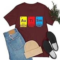 Autism Awareness Kvinnor Män Barn Element Periodiska systemet ASD Kemi T-shirt, Rödbrun, XXL