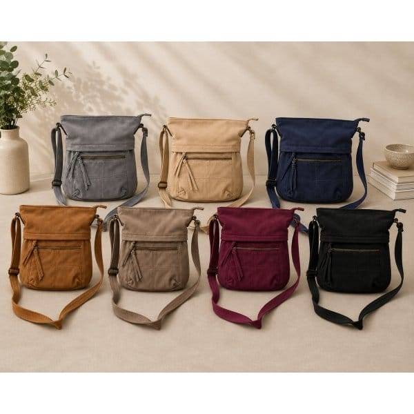 Mila Crossbody i syntetisk ruskind – taske med mange lommer