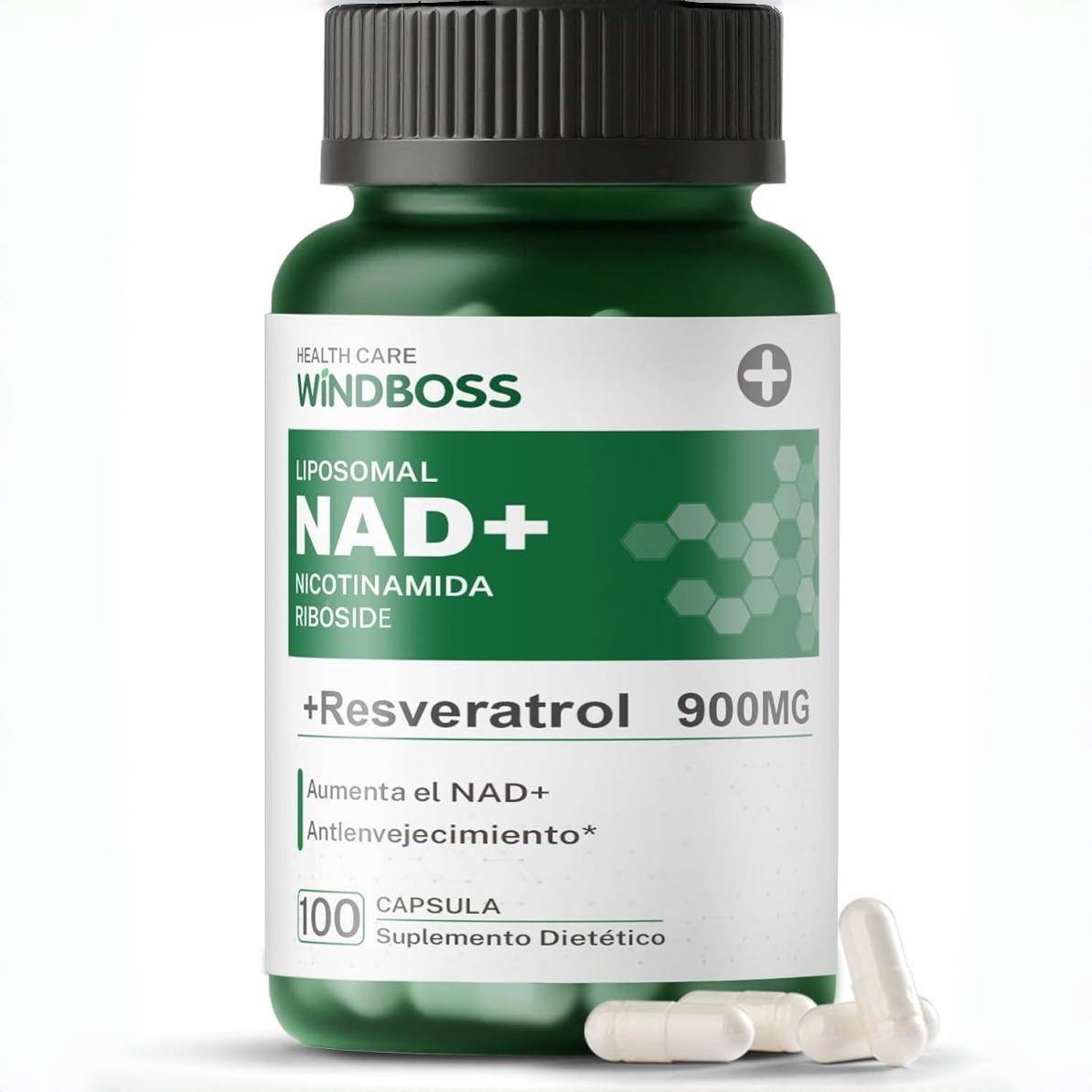 Windboss Liposomal NAD+ Booster | 900 mg NR + NMN-komplex med Resveratrol & Quercetin