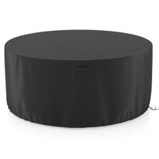 Ø 213 cm runt utemöbelöverdrag med ventilationsspringor & spännen & sladdar svart