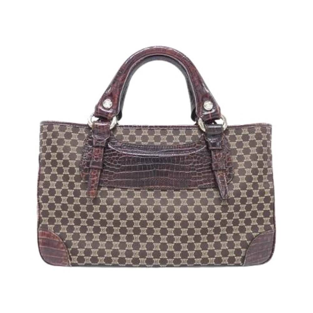 Celine Vintage Pre-owned Boogie Lær Håndtaske i Lærred - Vintage - Dame - Brun - ONE SIZE - Uld