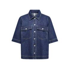 Only Belle - Kortærmet denim skjorte - WASHED BLACK / M