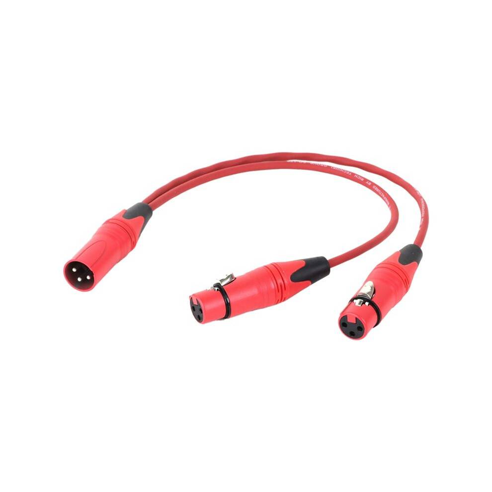 0.5M Red 3Pin XLR 1 Male to 2 Female Audio Extension Cable Microphone Y Splitter Audio Cord for Mixer Mic