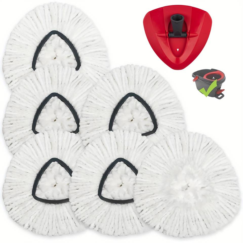 6pcs Rotating Mop Replacement Heads Compatible With Oceda Easywring 1 , Reusable And Microfiber Mop Replacement Pack For Hardwood Floor Cleaning With Base