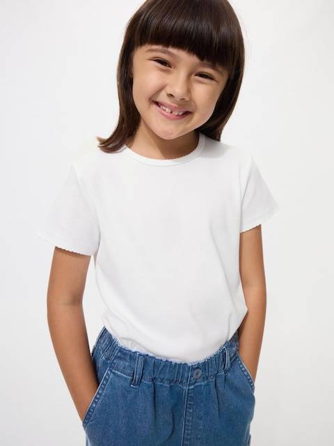 Uniqlo - Ribbed T-shirt - White - 9-10 Years (140cm)