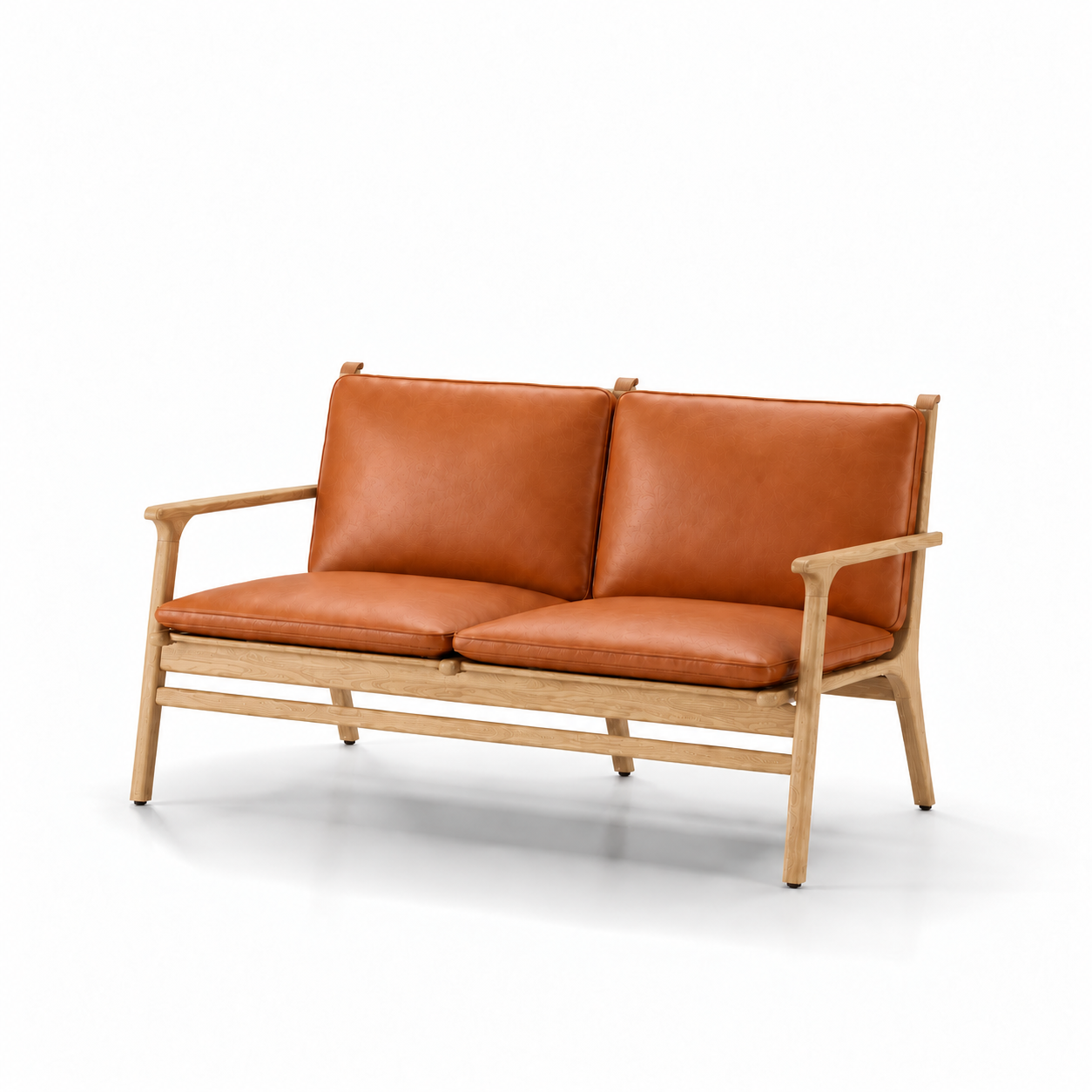 Stellar Works - Rén 2-pers sofa, eg natur, hynder m. cognac læder - Jacobsen Plus
