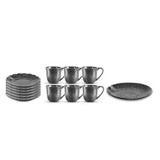 Servis set Fruktfat, Assiett & Kaffemugg Cult Design Orient Asfalt 13 delar