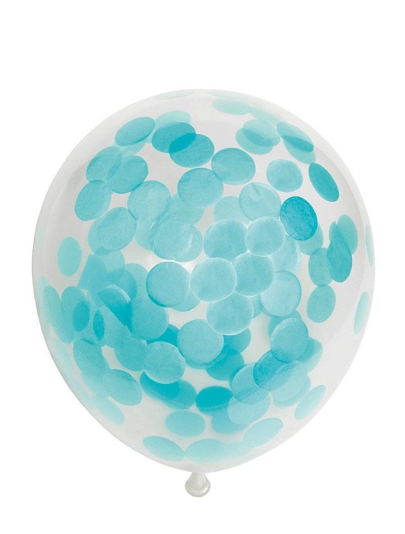 Konfetti Balloner 30 cm Lyseblå - 6 stk