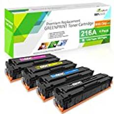 GreenPRINT【med chip 4-pack 216A kompatibla tonerkassetter, W2410A W2411A W2412A W2413A, 1050 sidor för svart och 850 sidor för CMY för HP Color Laserjet Pro M155a M155nw M182n M182nw M183fw