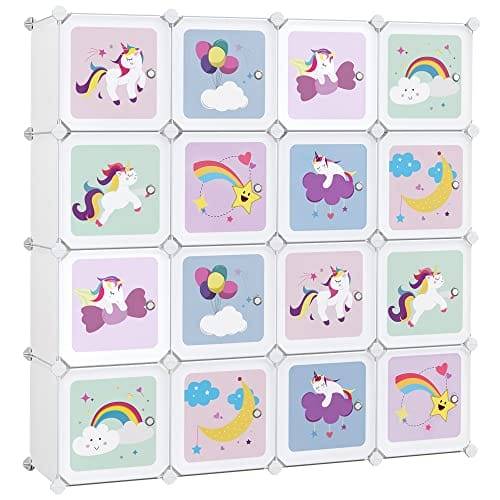 Songmics Cube Hylla Multifunktionsskåp, barnskor Leksaker 123 x 31 x 123 cm Vit