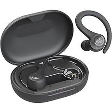 JLab Go Air Sport Löpningshörlurar – In Ear True Wireless Earbuds, sladdlösa bluetooth sport hörlurar knoppar med krokar för gym, IP55 svettbeständig hörlurar, 32 timmars speltid, EQ3-ljud, svart