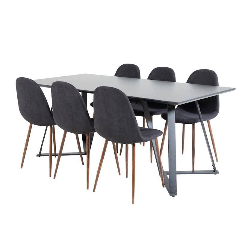 Marina Table - Black top /Polar Chair - Black Fabric_6
