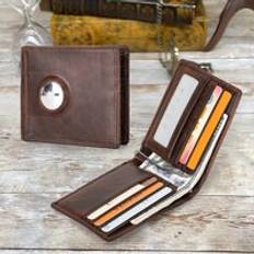 Custom Slim Minimalist Genuine Leather RFID Card Holder Wallet Zipper Coin Pocket Bifold Airtag Money Clips men wallet