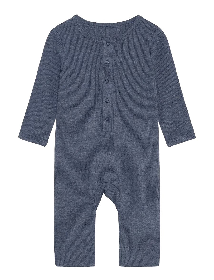 Fixoni Rompers LS Melange Rib - Blå Langærmede 423104.