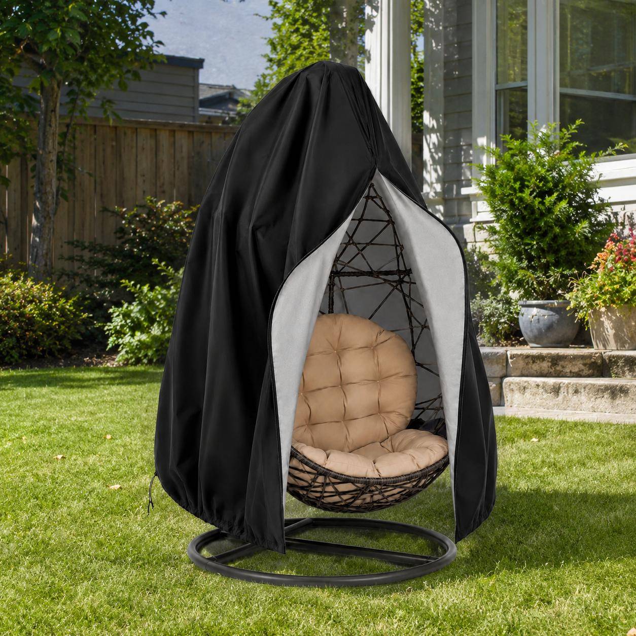 TEMU Outdoor Egg Chair Cover, Single-seat Hanging Chair Cover With Zipper And Drawstring, 6 Colors , Patio Swing Chair Cover For Garden Backyard Porch