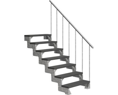 Utomhustrappa PERTURA Tallis antracit med trappräcke 7 steg Trimax 100cm