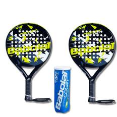 Babolat Padel Pakketilbud (2 X Babolat Contact Core + Babolat Court Padel X3) - Grå,Sort,Gul