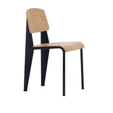 Vitra - Standard, Naturlig Ek, Deep black - Matstolar - Jean Prouvé - Brun - Metall/Trä