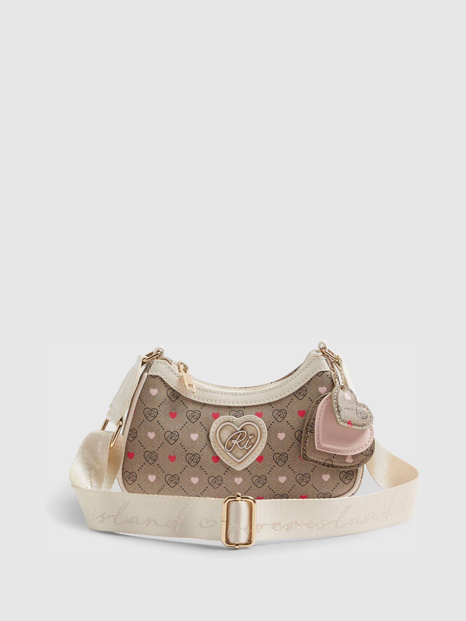 River Island River Island Brown Heart Monogram Cross-Body Bag