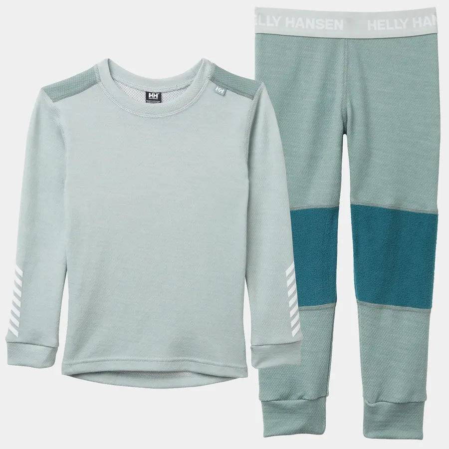 Helly Hansen Kids' LIFA® Merino Wool Base Layer Set Skiundertøj Børn - Green Mist - Green Mist / 134 cm / 9 år