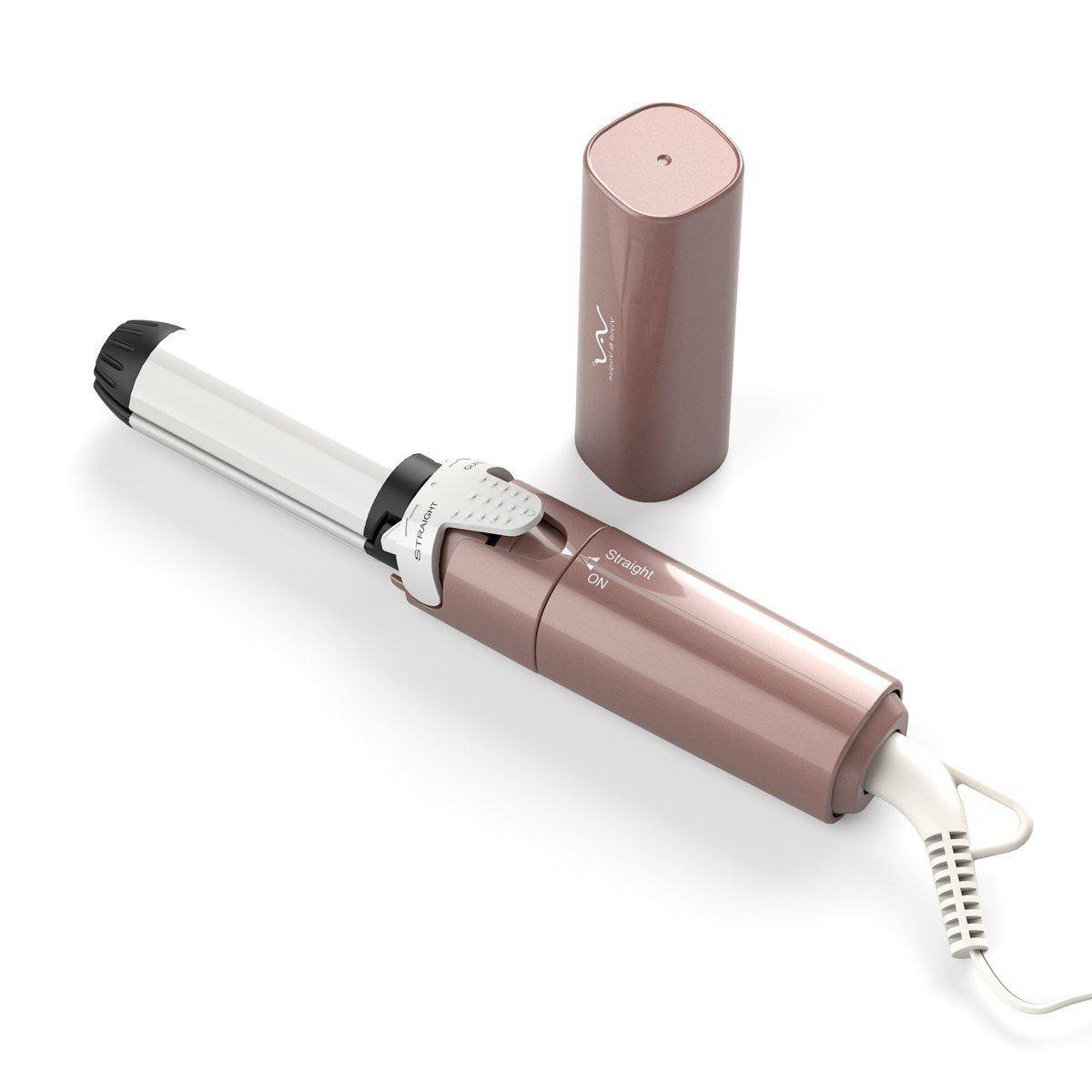 VAV Mini Straightener Curling Travel Ideal for Business and Commuting 2-Way & Iron, Iron, 25mm, Dual-Use, Portable, Carry-On Compatible, 100-240V, gyllene