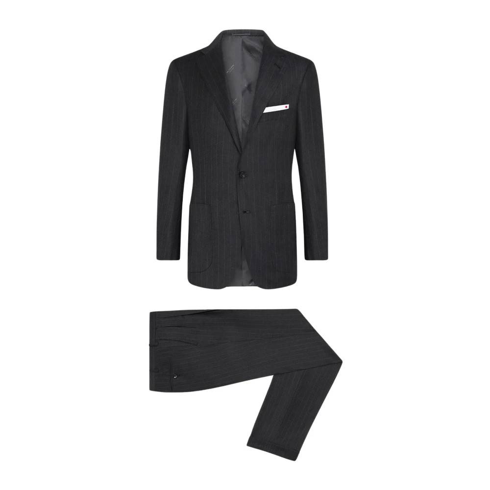 Kiton Pinstripe Ulddragt - Jakkesæt - Herre - Grå - 3XL - Uld