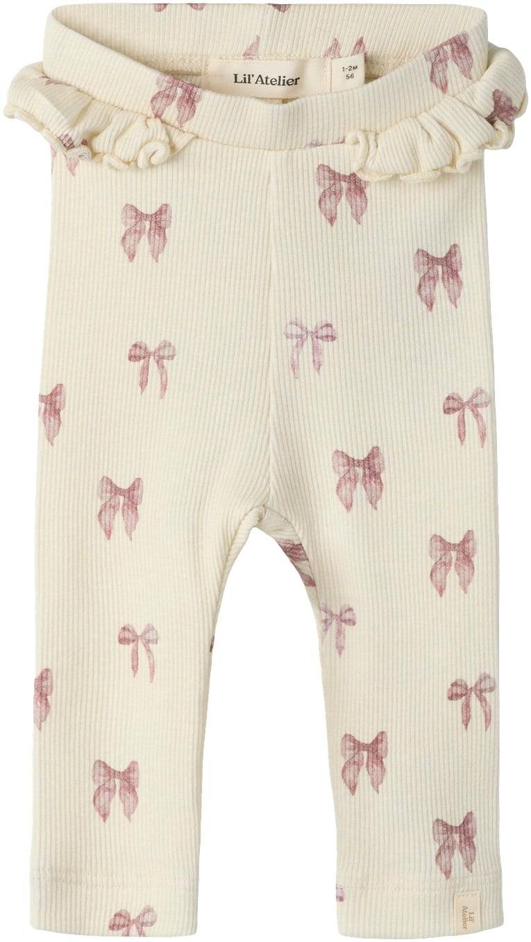 Lil' Atelier Nbfgavo EFI Slim Legging LIL Noos Stl. 86 unisex - Leggings Från Magasin - Turtledove/bow (86)