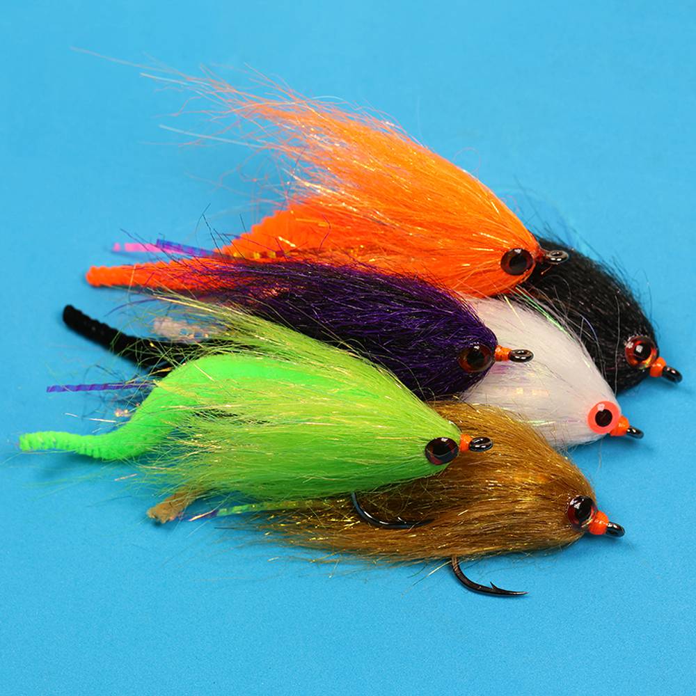 2PCS/6PCS #3/0 Big Game Fly Tying Hook Small Dragon Tail Streamer Flies Bass Pike Musky  Saltwater Baitfish Fishing Flies Lure