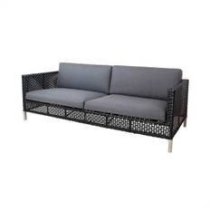 Cane-Line Connect 3-pers havesofa - Sort - inkl. hynde i grå