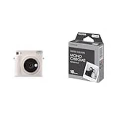 instax SQUARE SQ1 Direktbildskamera, Chalk White & instax SQUARE Monochrome film (Svartvita bilder), 10 pack