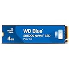 WD Blue SN5000 4 TB SSD, läshastigheter upp till 5 500 MB/s, NVMe SSD, intern SSD, PCIe Gen4, gratis Acronis True Image datamigreringsprogramvara, intern solid state-enhet.