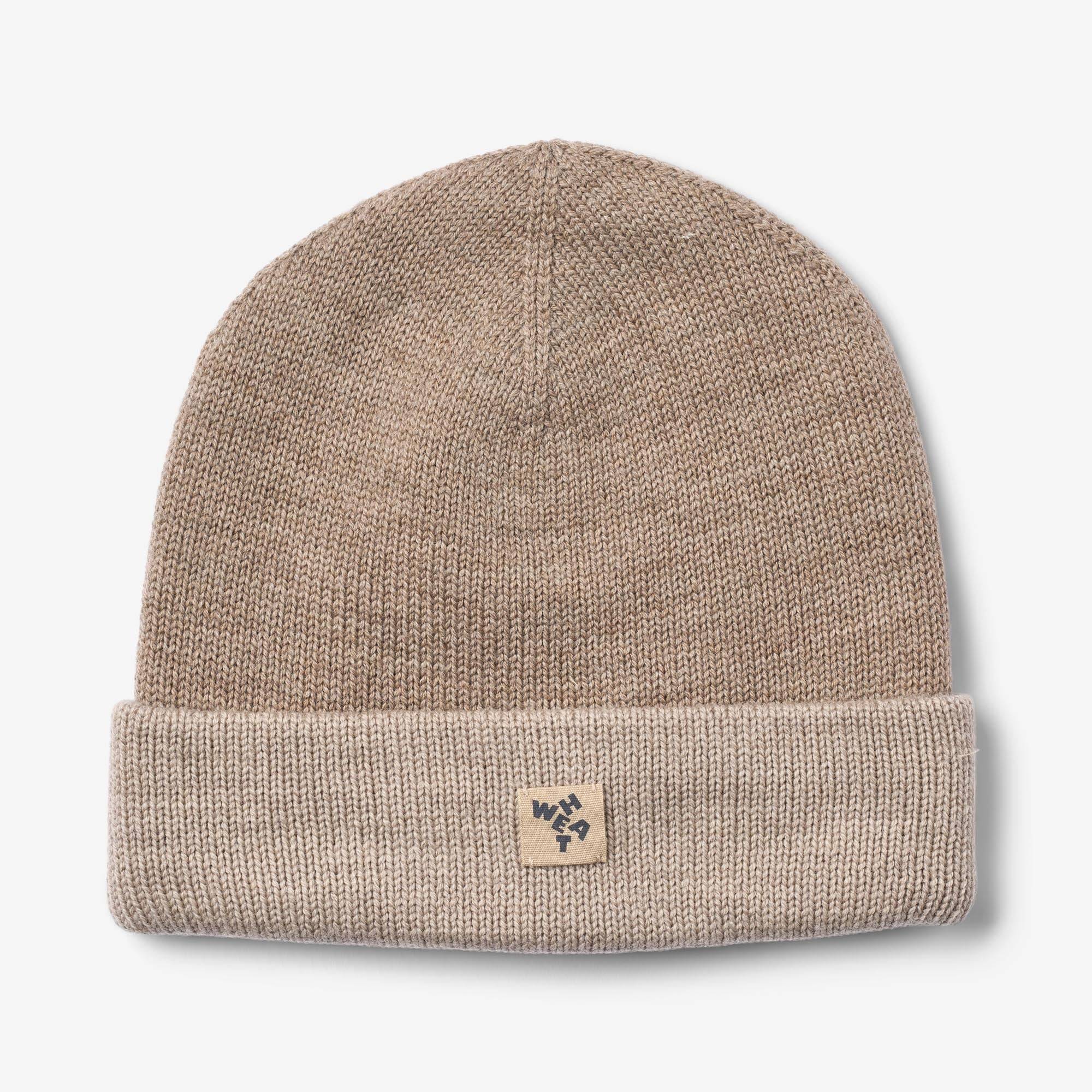 WHEAT® - Strikket Hue Omalas - grey camel melange - Str 10-12y/56-57cm.