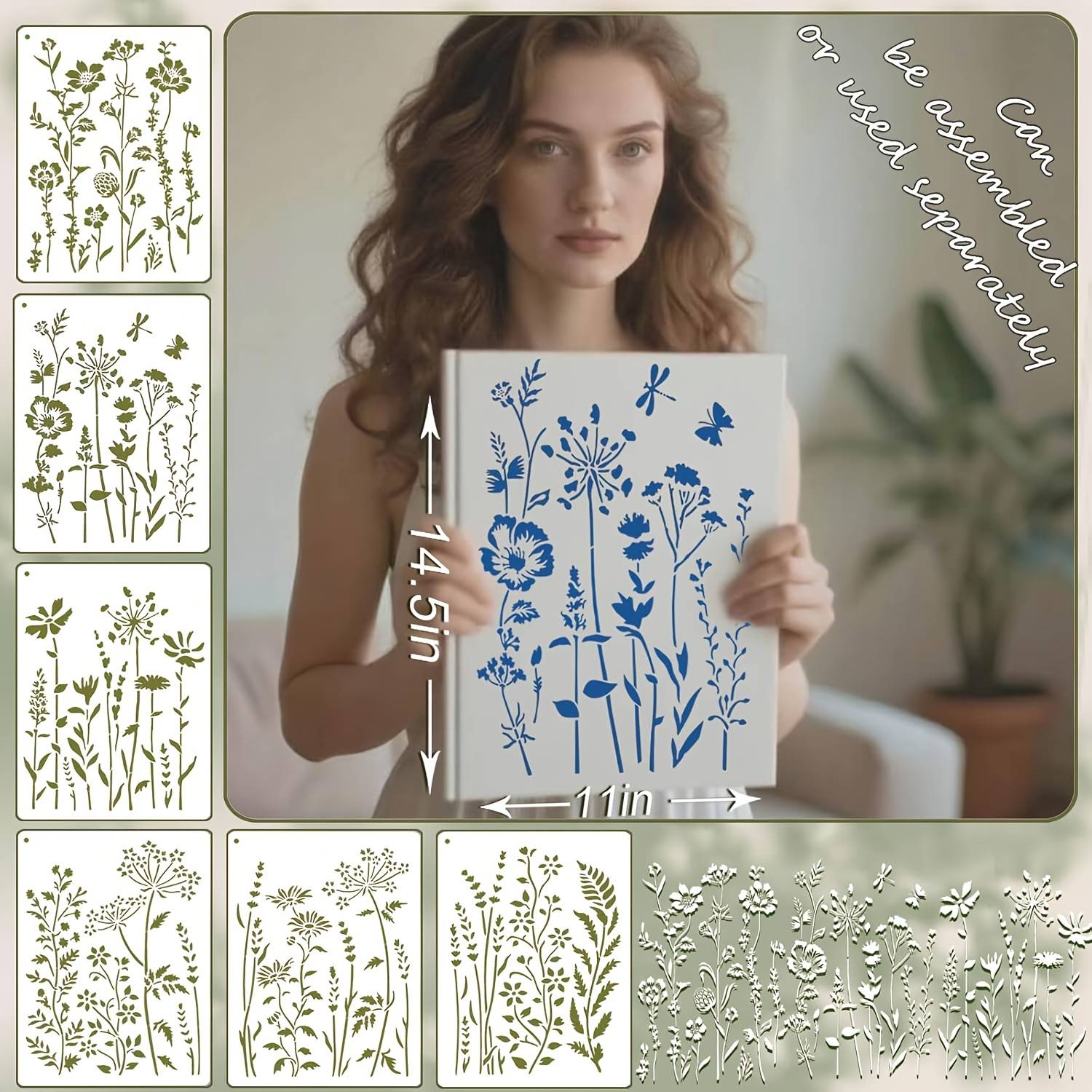 6 Templates For Painting - Large Reusable For Furniture Decoration | Modular Template Kit For Wood, Wall, And Home Art