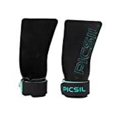 PICSIL Falcon-grepp, tuffa & resistenta träningsgrepp, handgrepp för tyngdlyftning & gymnastik, tillverkade av mjukt, ventilerande koltyg, blockerar revor, förhårdnader, blåsor, unisex (G, inga hål)