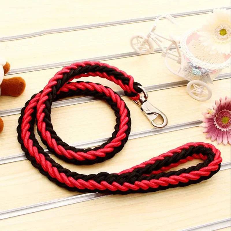 Heavy Duty Nylon Dog Leash & Collar Set - 130cm - Red Black / Dia. 2.0cm (Dia. 2.0cm)
