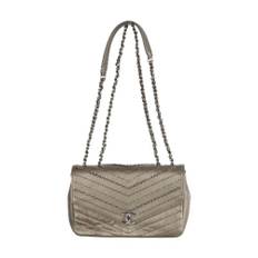 Chanel, Taske, Dame, Grå, ONE SIZE, Uld, Chevron Flap Taske