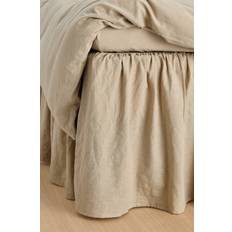 Ellos Home - Sengekappe Elly Frilled i genanvendt halvlinned - Beige - 180X200
