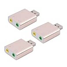 Giwnhvx 3 x USB-ljudkort 7,1 extern USB till uttag 3,5 mm hörlursadapter stereo ljud mikrofon ljudkort för PC dator bärbar dator