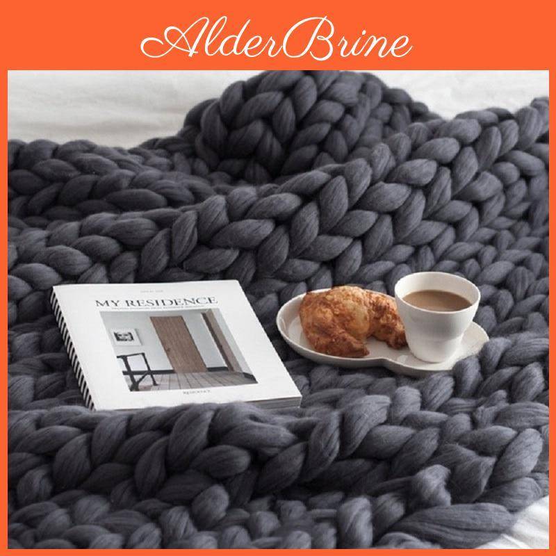 Large Soft Chunky Knitted Thick Wool Blanket With Versatile Colors For Cozy Comfort