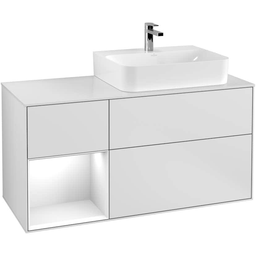 Tvättställsskåp Villeroy & Boch Finion med 3 Lådor Hylla och Bänkskiva för Ocentrerat Tvättställ