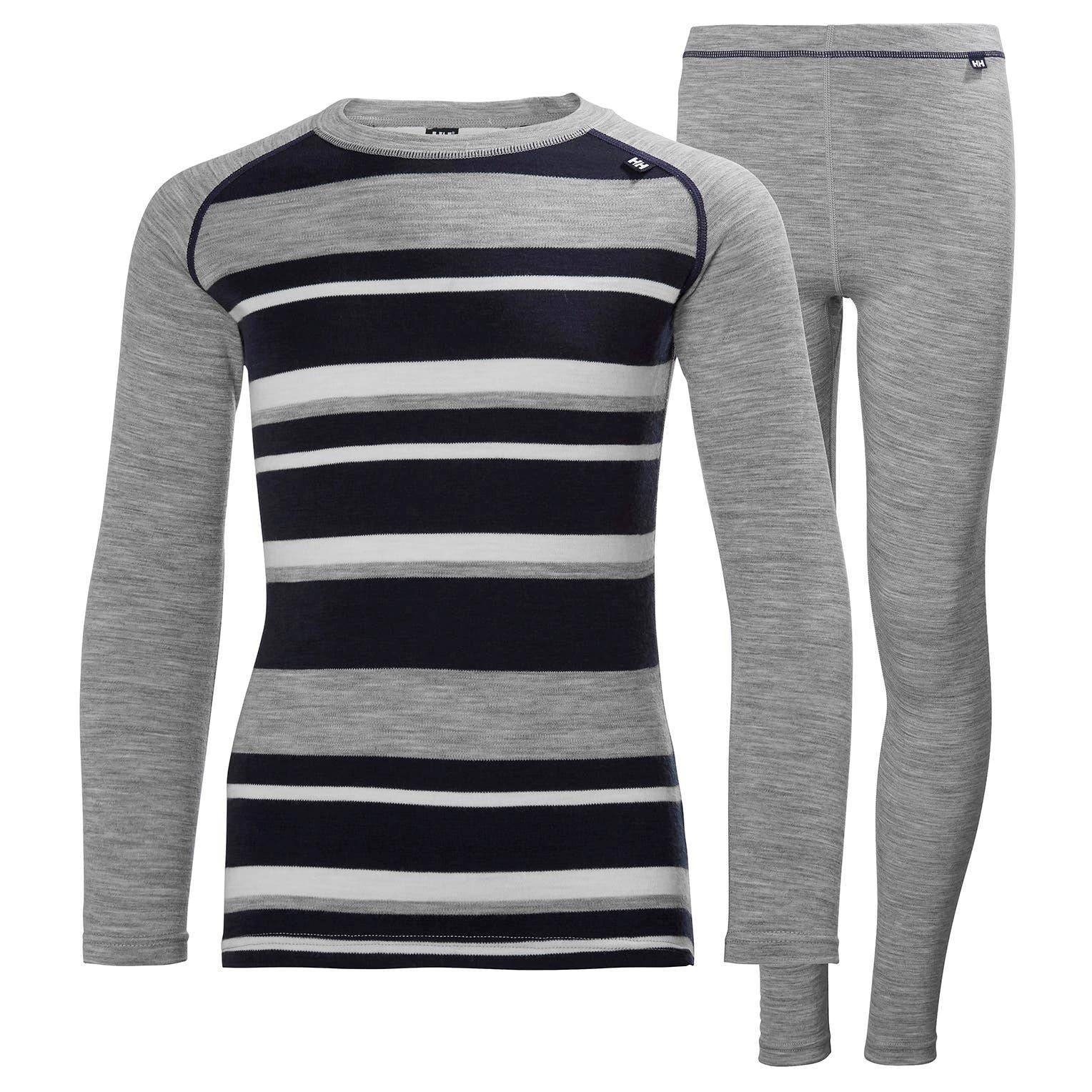 Helly Hansen Juniors' HH Merino Mid Set Skiundertøj Børn - Grey / 152 cm / 12 år