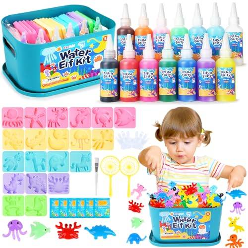 Sanlebi Aqua Fairy Water Gel Kit DIY-leksaker, 46 st magisk vattenälvskit, Aqua Gelz kit för barn, 20 formar och 14 geler, pedagogisk gåva för pojkar gåvor ålder 4-5, 6, 7 8