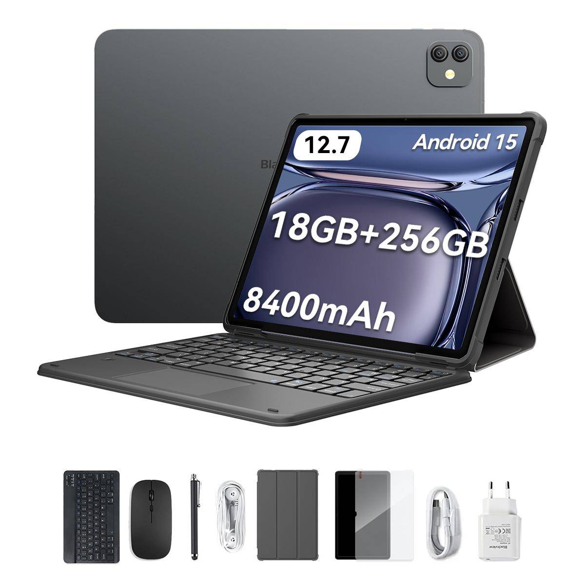 Blackview LINK 8 12,7-tums surfplatta Android 15 12 GB RAM 256 GB minne, stor skärm Widevide L1, Octa-core G100, 8400 mAh, 5G WiFi, 4G LET, 18W 6GB+256GB grå