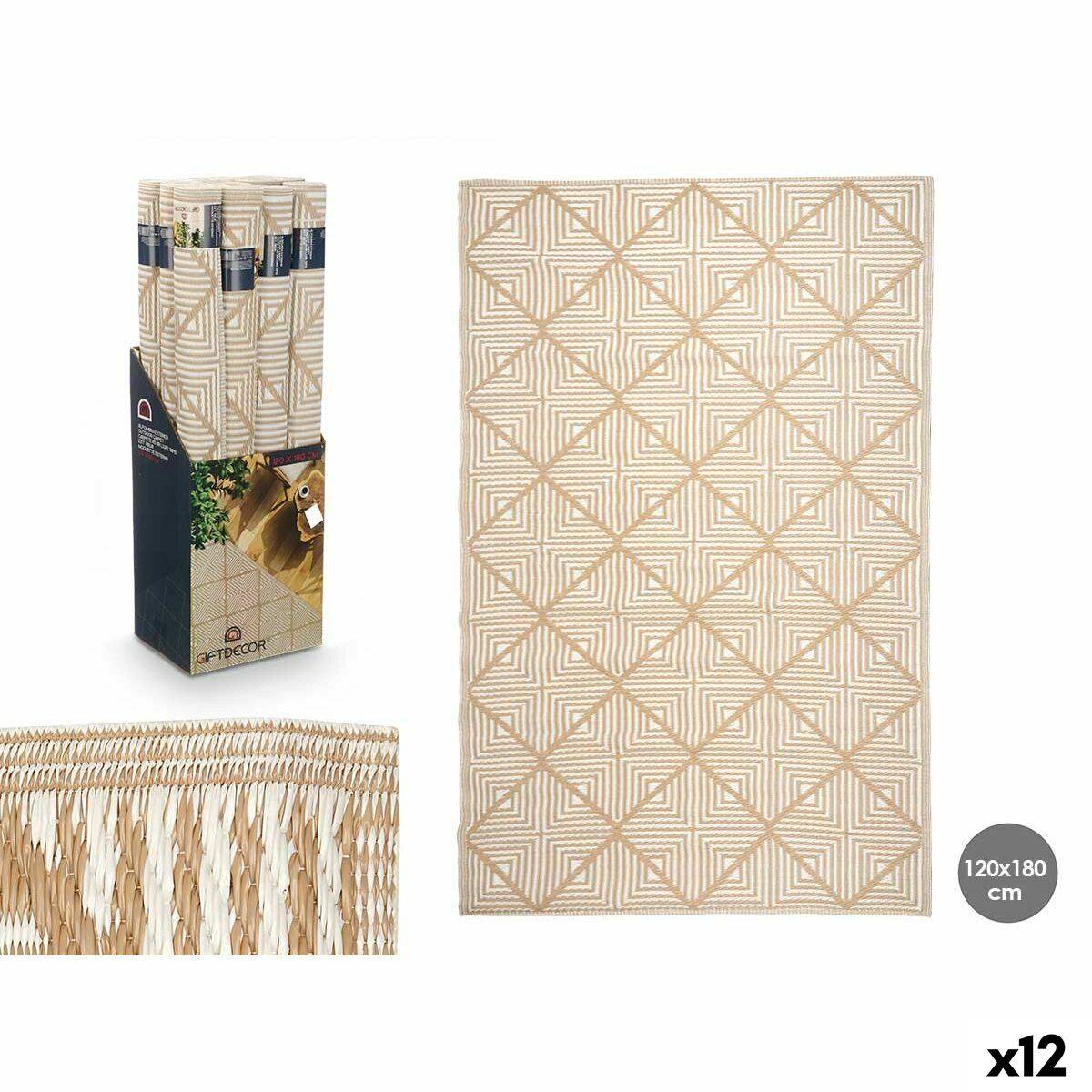 Tæppe GiftDecor EXAG-1005 Hvid Beige polypropylen 120 x 180 cm (12 enheder)