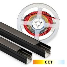 Sort akustikpanel med aluprofil og CCT LED strip, 240 cm - Komplet sæt