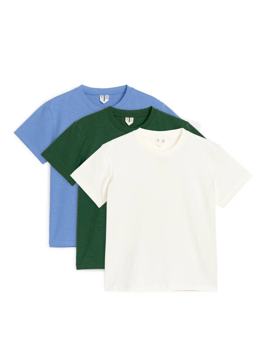 ARKET Crew-Neck T-Shirt Set Of 3 -Green, 134/140