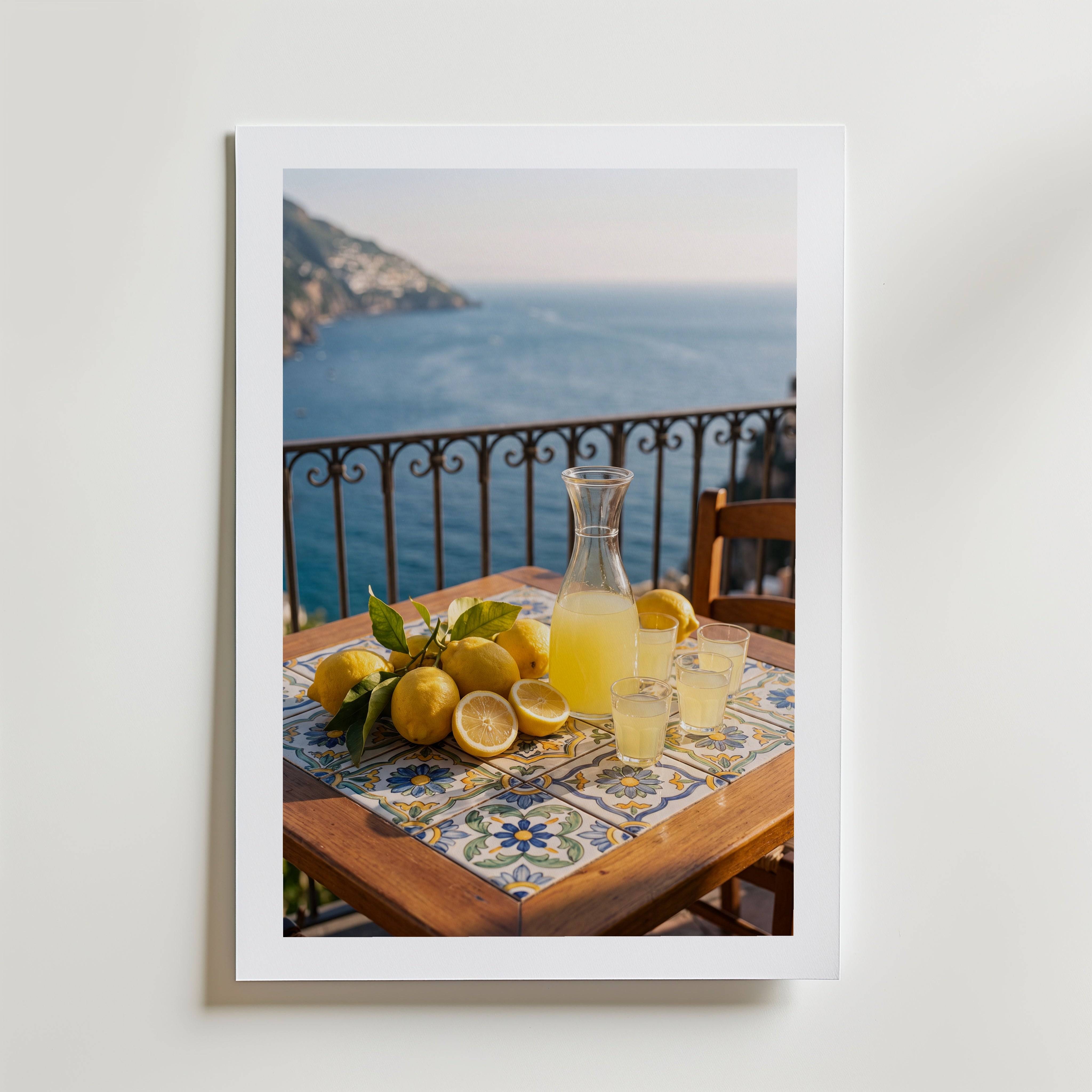 Limoncello on the Terrace Poster - Premium Canvas 30x40 cm Med passepartout