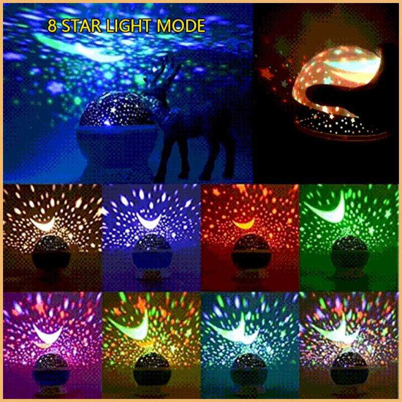Romantisk 360 rotation stjärnhimmel projektor led stjärnhimmel projektor lampa stjärna ljus för flickvän barn - Stjärnbeströdd himmel