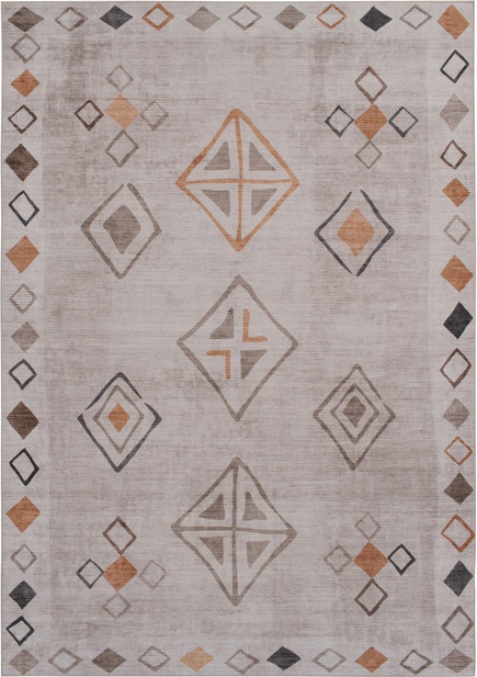 Gulvtæppe Loomery Willow 60×100 cm beige polyester mikrofiber med geometrisk mønster