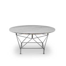 Eilersen - Spider Round Ø90 cm, Marmor Vit, Underrede Förkromad, 36 cm - Soffbord - Andreas Hansen - Silver,Vit - Glas/Sten